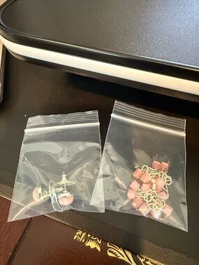 Pink Cube Bead Drop Earrings - Silver Plated